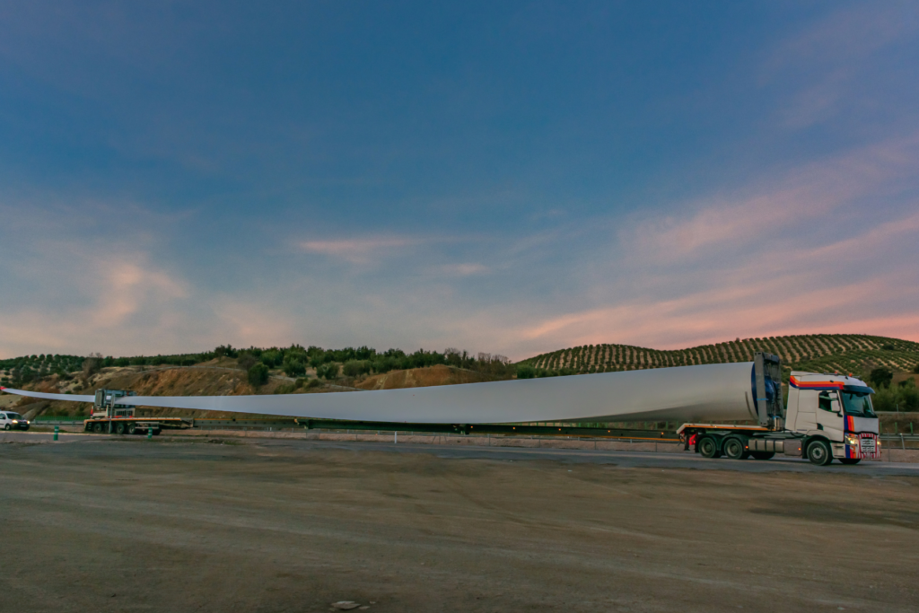 Cargo lorry driving down road